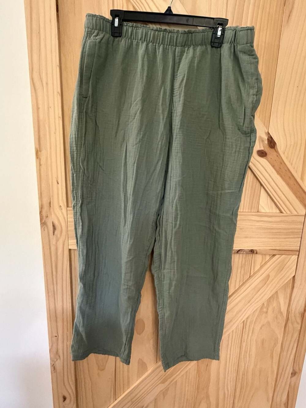 Coldwater Creek Women's Olive Green Double Gauze Pull-On Pants size lg